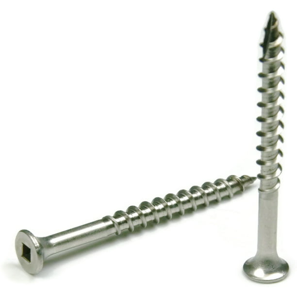 Quantity 100 Type 17 Wood Cutting Point Square Drive #6 x 1-1/4 Deck Screws 316 Marine Grade Stainless Steel Size Number 6 x 1-1/4 Long by Fastenere 